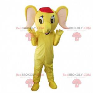 Mascotte d'éléphant jaune, costume d'éléphanteau jaune -