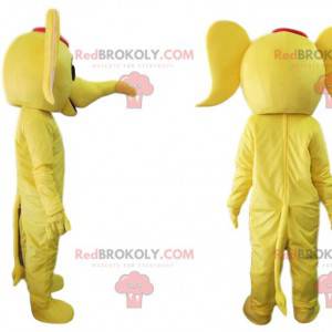 Mascotte elefante giallo, costume elefante giallo -