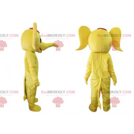 Mascota elefante amarillo, disfraz de elefante amarillo -