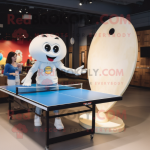 Cream Ping Pong Table mascot costume character dressed with a Mom Jeans and Keychains