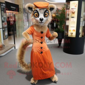 Peach Lemur maskot kostume...