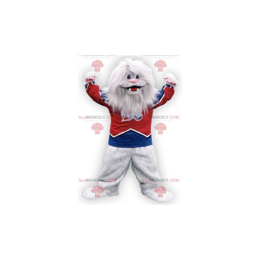 Behåret hvid monster hvid yeti maskot - Redbrokoly.com