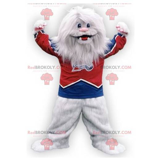 Behåret hvid monster hvid yeti maskot - Redbrokoly.com