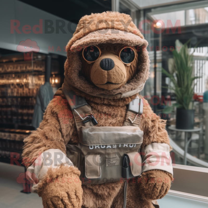 Rust Special Air Service mascot costume character dressed with a Sweater and Wraps Rust Special Air Service mascot costume character dressed with a Sweater and Wraps