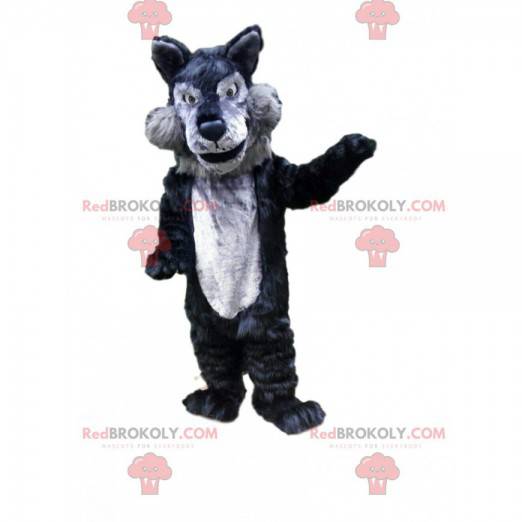 Graues und schwarzes Wolfsmaskottchen, Wolfskostüm, wildes Tier