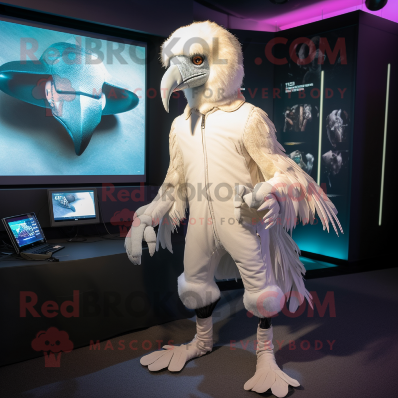 White Vulture mascot costume character dressed with a Jeggings and Digital watches White Vulture mascot costume character dressed with a Jeggings and Digital watches