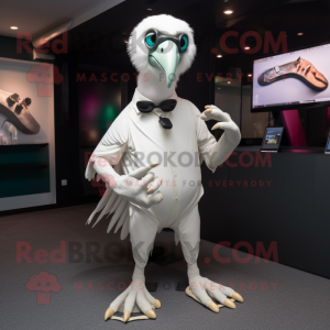 White Vulture mascot costume character dressed with a Jeggings and Digital watches