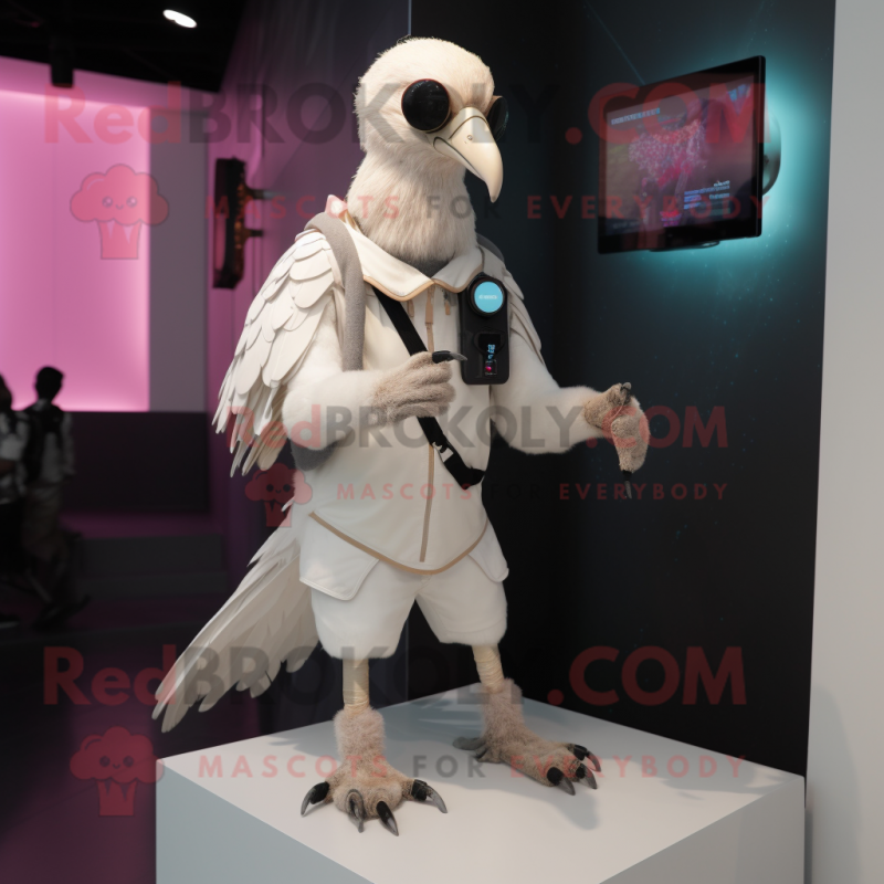 White Vulture mascot costume character dressed with a Jeggings and Digital watches White Vulture mascot costume character dressed with a Jeggings and Digital watches