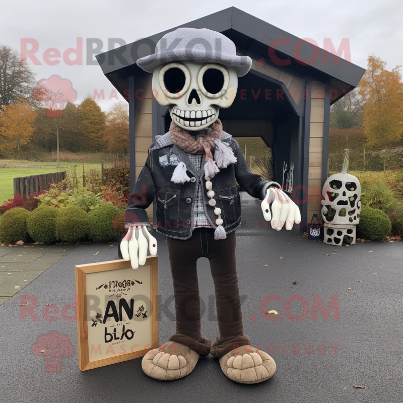 nan Graveyard mascot costume character dressed with a Bootcut Jeans and Mittens