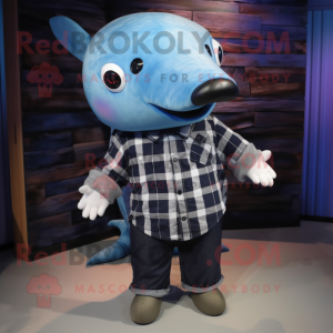 Black Blue Whale maskot...