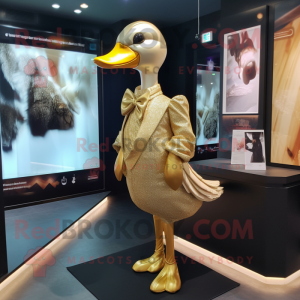 Gold Swan maskot kostume...