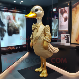 Gold Swan maskot kostym...