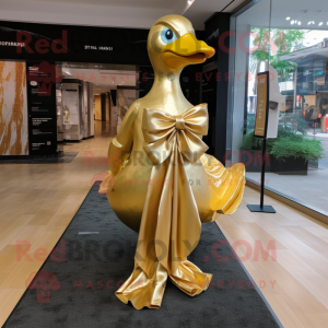 Gold Swan maskot kostume...