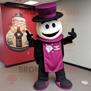 Magenta Ring Master mascot costume character dressed with a Baseball Tee and Hat pins