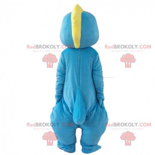 Blue and white dinosaur mascot, colorful dragon costume -
