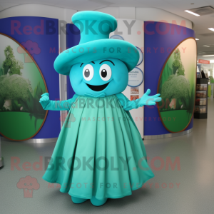 Cyan spenat maskot kostym...