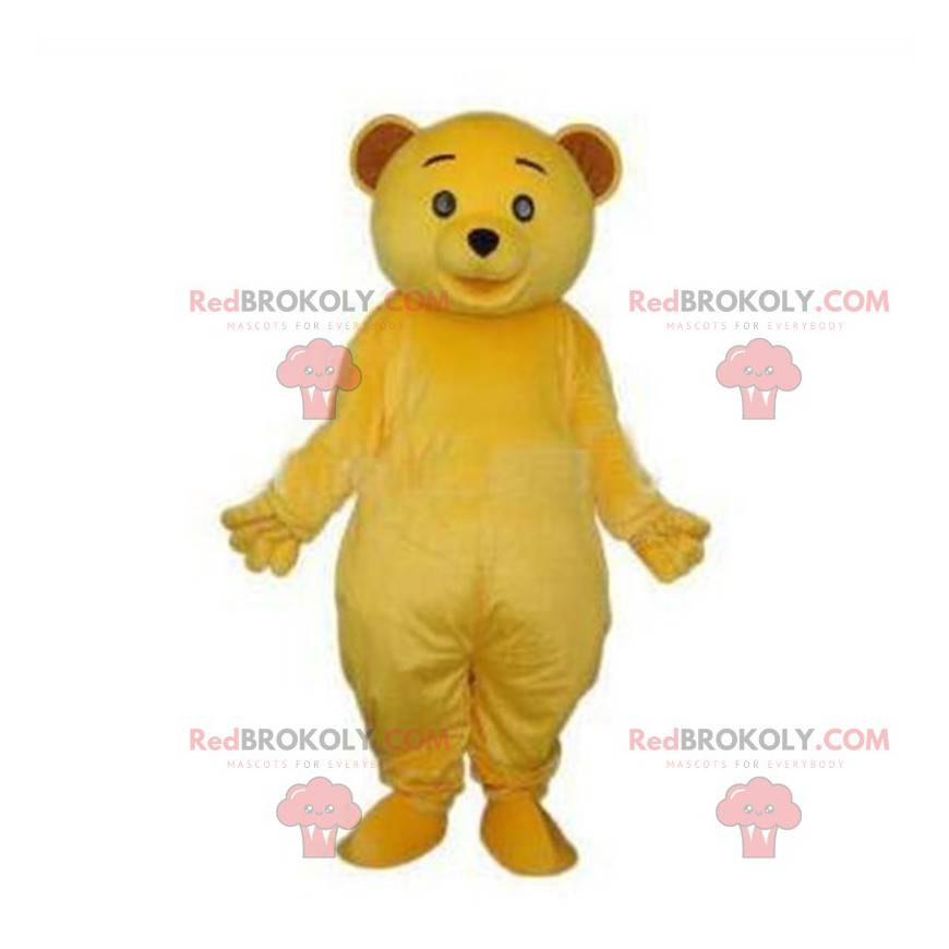 Mascotte de nounours jaune, costume d'ourson jaune en peluche -