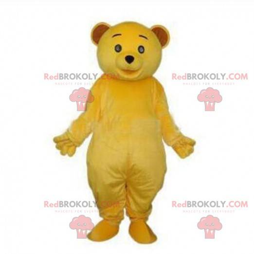 Mascotte de nounours jaune, costume d'ourson jaune en peluche -