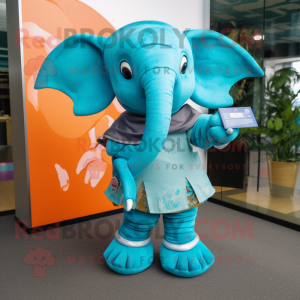 Turquoise olifant mascotte...