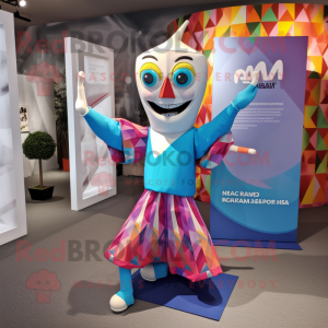 nan Acrobat mascot costume character dressed with a Wrap Dress and Pocket squares