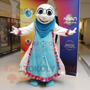 nan Acrobat mascot costume character dressed with a Wrap Dress and Pocket squares