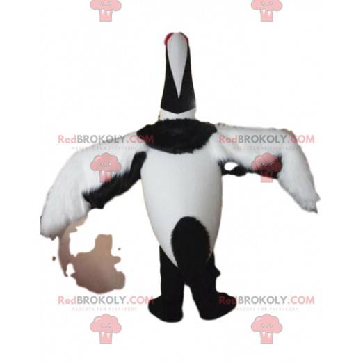 Mascot white and black crane, migratory bird costume -