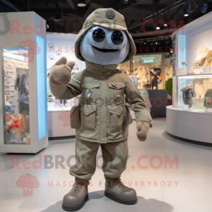 Gray Army Soldier mascot costume character dressed with a Parka and Beanies