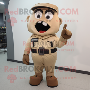 Tan Moussaka mascot costume character dressed with a Cargo Pants and Belts