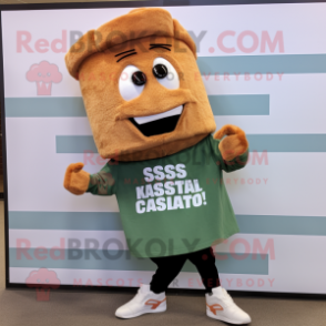 Rust Caesar Salad mascot costume character dressed with a Hoodie and Shoe clips