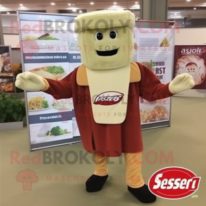 Rust Caesar Salad mascot costume character dressed with a Hoodie and Shoe clips