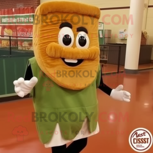 Rust Caesar Salad mascot costume character dressed with a Hoodie and Shoe clips