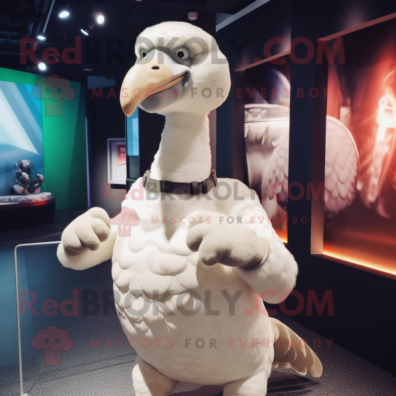 White Dodo Bird mascot costume character dressed with a Tank Top and Bracelets