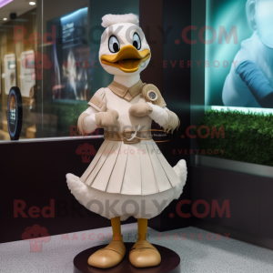 Tan Swans mascot costume character dressed with a Midi Dress and Bracelet watches