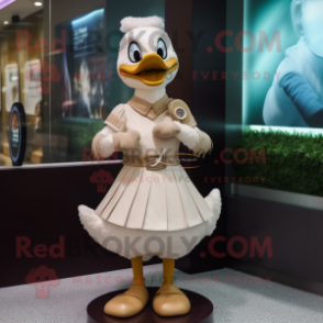 Tan Swans mascot costume character dressed with a Midi Dress and Bracelet watches