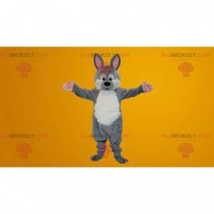 Mascotte de lapin gris et blanc - Redbrokoly.com