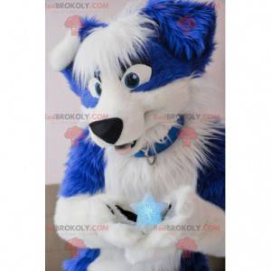 Mascota del perro azul y blanco - Redbrokoly.com