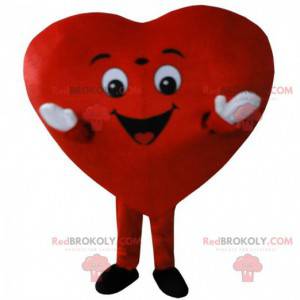 Mascote grande coração vermelho, fantasia romântica -