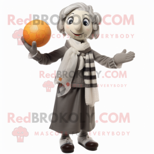 Gray Juggle mascot costume character dressed with a Blouse and Scarves