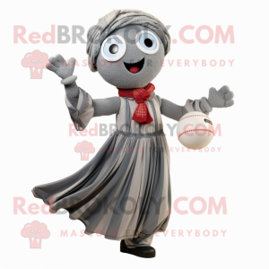 Gray Juggle mascot costume character dressed with a Blouse and Scarves