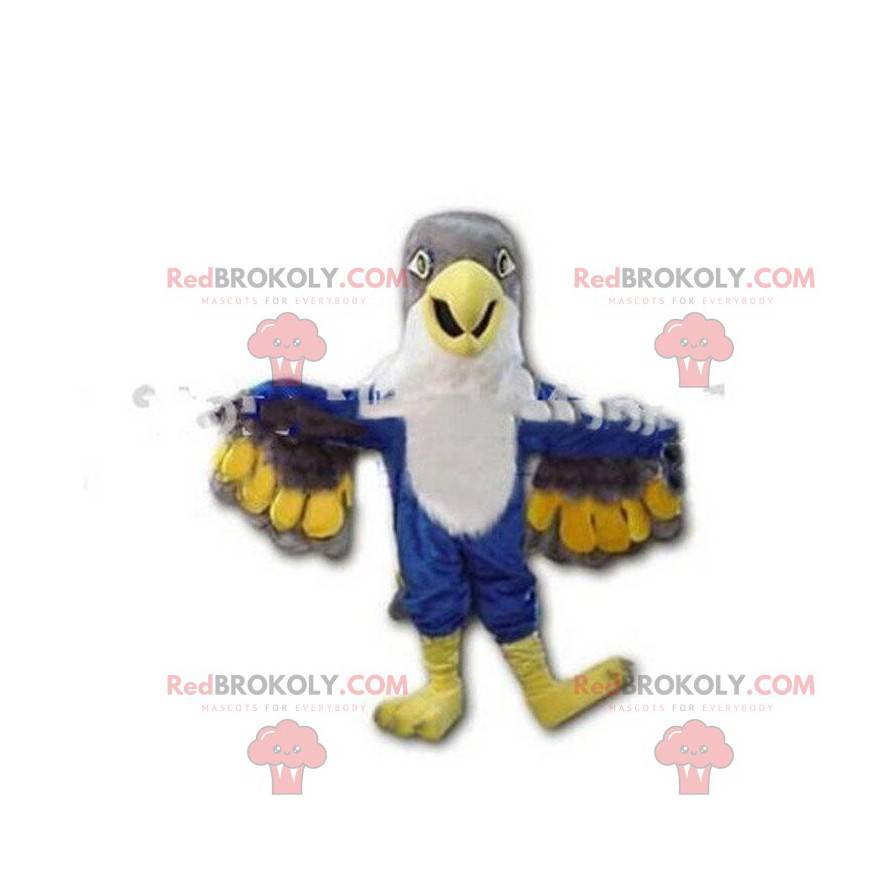 Mascotte de faucon coloré, costume d'aigle géant -