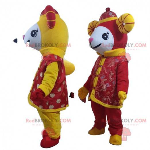 2 festliche Schafmaskottchen, chinesische Ziegenkostüme -
