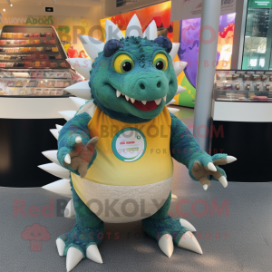 nan Stegosaurus mascot costume character dressed with a Running Shorts and Coin purses