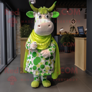 Lime Green Cow maskot drakt...