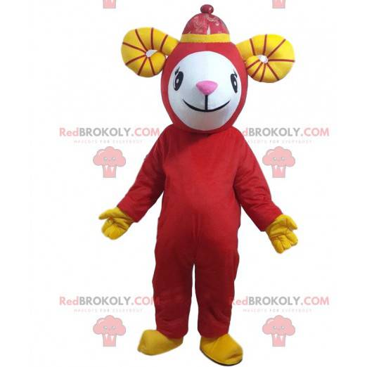 Mascotte de chèvre rouge, costume de mouton géant -