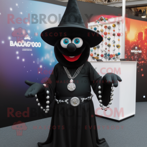 Black Magician mascot costume character dressed with a Trousers and Necklaces