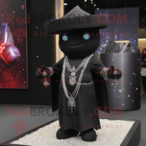 Black Magician mascot costume character dressed with a Trousers and Necklaces
