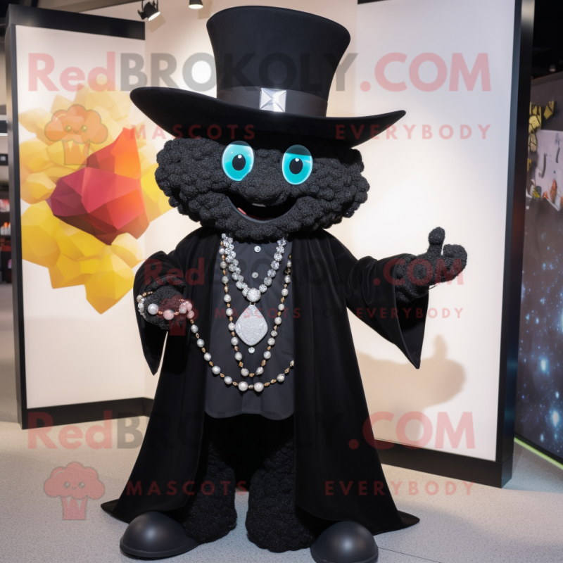 Black Magician mascot costume character dressed with a Trousers and Necklaces Black Magician mascot costume character dressed with a Trousers and Necklaces