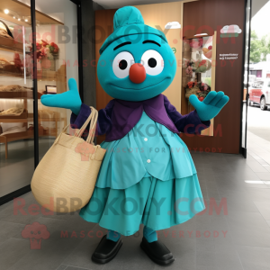 Teal Plommon maskot kostym...