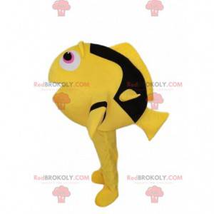 Gelbes und schwarzes Surgeonfish Maskottchen, Dory Kostüm -