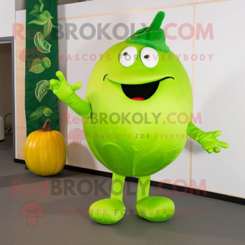 Lime Green Pepper mascot costume character dressed with a V-Neck Tee and Foot pads Lime Green Pepper mascot costume character dressed with a V-Neck Tee and Foot pads